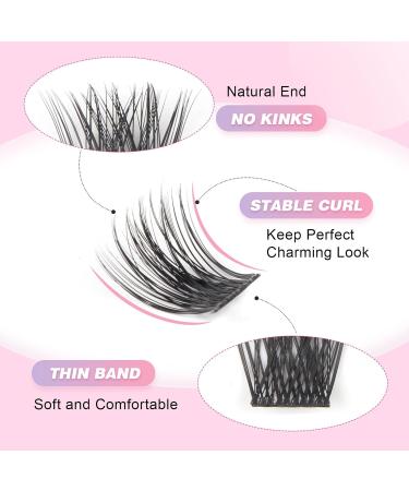 Glowing Win DIY Cluster Lashes Set - 144PCs Individual Eyelash Extensions with Bond Sea & Tweezers | 8-16mm Natural Fake Lashes - Buy Online on SooperMarket.com