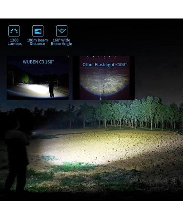 WUBEN C3 Flashlight | 1200 Lumens Rechargeable Tactical LED Flashlight | 6 Modes, IP68 Waterproof, Pocket-Sized EDC Light for Emergency, Rescue, Hunting - Buy Online on SooperMarket.com