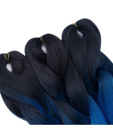Tess Braids Extensions Blue 60 cm | 5 Pack Jumbo Kanekalon Hair Braids for Box Braids - 100g #48 Blue Ombre - Buy Online on SooperMarket.com