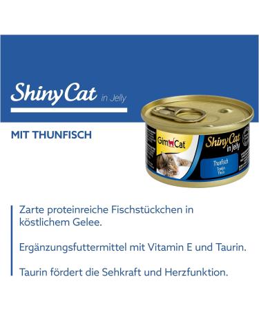 GimCat ShinyCat in Jelly Tuna - Premium Wet Cat Food with Fish & Taurine - 24 Cans (24 x 70g) - International Shipping - Buy Online on SooperMarket.com