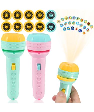 2 pieces of projector flashlight for children slide lamp toys flashlight for children with 80 animal patterns dinosaurs transport vehicles projector gift for early childhood