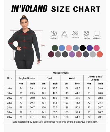 IN'VOLAND Women's Plus Size Running Jacket - Lightweight Full Zip Hoodie with Pockets in Black - Size 22 - Buy Online on SooperMarket.com