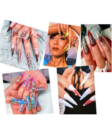 JZK 500x Clear Extra Long Half Cover Stiletto Nail Tips For Acrylic Extensions Long Pointy False Nail Tips For Gel And Acrylic Nails Finger Nail Extension Tips For Nail Salon - Buy Online on SooperMarket.com