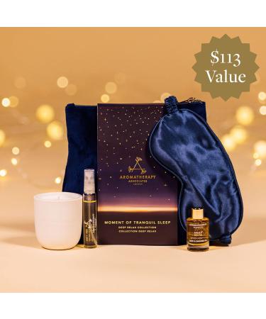 Aromatherapy Associates Tranquil Sleep Gift Set - Deep Relax Bath & Shower Oil, Sleep Mist, Candle, Eye Mask in Velvet Bag | 1 Count - Buy Online on SooperMarket.com