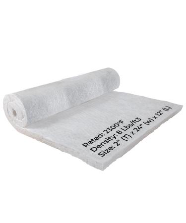 Simond Store Ceramic Fiber Blanket, Density-8# 2300F, 2"X24"X12", High Temperature Insulation Blanket for Forge Furnace Wood Stove Fireplace Kiln Pizza Oven Insulation, Dishwasher Insulation Blanket 2" X 24"X 12"