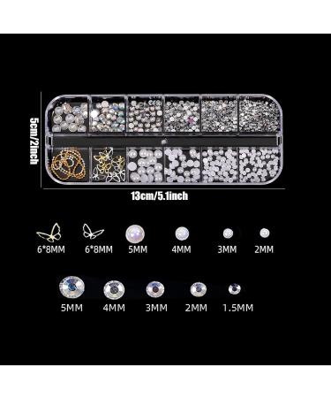 3D Nail Charms 2 Boxes Multi-Shape Aurora Bow Butterfly Bear Flower Nail Art Charms Nail Pearls Rhinestones Gems Nail Art Chains for Nail Art Decoration DIY Crafts (C) - Buy Online on SooperMarket.com