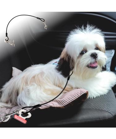 Bezavea 2 Pack Dog Chain Lead Cable Leash Chew Proof Steel Rope Cable Dog Car Harness Dog Car Seatbelt Pet Vehicle Harnesses with Double Clips and Latch Attachment (60cm) - Buy Online on SooperMarket.com