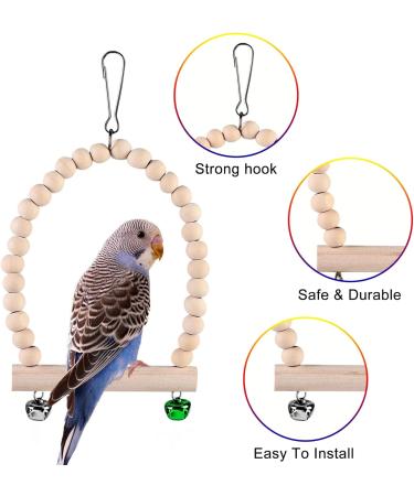 9-Piece Bird Toys Set | Parrot & Budgie Accessories | Cage Rocking Toys & Wooden Platforms for Finches & Lovebirds - Buy Online on SooperMarket.com