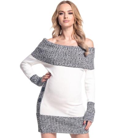 HAPPY MAMA Maternity Bardot Knitted Jumper Dress Pullover Sweater - White 16-18 - Buy Online on SooperMarket.com