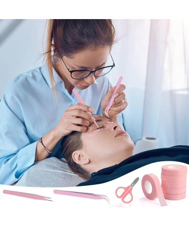 Vaktop Lash Tape Set - 6 Rolls with Tweezers & Scissors for Eyelash Extensions | Breathable & Stylish Pink Lash Tape (0.5 inch x 10 Yards) - Buy Online on SooperMarket.com