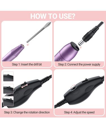 MelodySusie Portable Electric Nail Drill - Professional Efile Kit for Acrylic & Gel Nails - Manicure/Pedicure Tool in Purple - Buy Online on SooperMarket.com