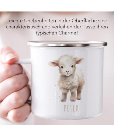 Personalized Sheep Enamel Cup for Kids - Custom Name Drinking Cup | Ideal Gift for Boys & Girls - 300 ml - Buy Online on SooperMarket.com