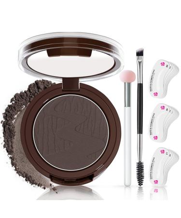 HOSAILY Eyebrow Stamp Makeup Set Eyebrow Powder 24 Eyebrow Stamp Stencils Kit Long Lasting and Waterproof Eye Brow Stamp and Shaping Kit for Perfect Brow Black Brown 0.25 Ounce (Pack of 4)