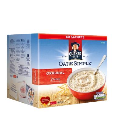 Quaker Oats So Simple Porridge Sachets Weight Watchers Food with Fibre 2 Min. Ready Meals Single Serve Whole Grain Rolled Instant Oats Free From Additives(Original 60x27gm) by Direct Mart