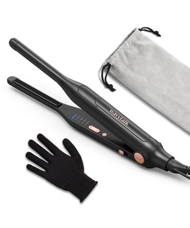 Wavytalk 3/10" Small Flat Iron, Pencil Flat Iron for Short Hair, Pixie Cut and Bangs, Mini Hair Straightener for Edges with Anti-Pinch Design, Tiny Hair Straightener with Floating Plates Rose Gold
