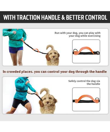Unipampa Jogging Dog Leash - Hands-Free Reflective Double Handle - Perfect for Small & Medium Dogs - 120-170 cm - Orange - Buy Online on SooperMarket.com