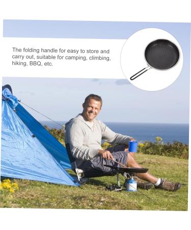 SWOOMEY 1Pc Outdoor Non Stick pan Camping Skillet nonstick Grill pan Stove Grill pan BBQ Grilling pan Broiler pan for Oven Stainless Steel Griddle Round Griddle fold Iron Gas Stove - Buy Online on SooperMarket.com