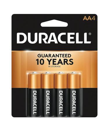Duracell MN1500B4Z CopperTop Alkaline Batteries with Duralock Power Preserve Technology AA 4/Pk
