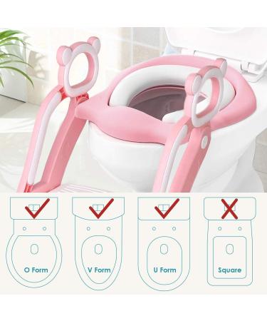 KEPLIN Baby Toilet Reducer with Ladder - Portable Soft Rim Adapter for V, U, and O Shaped Toilets Pink - Buy Online on SooperMarket.com