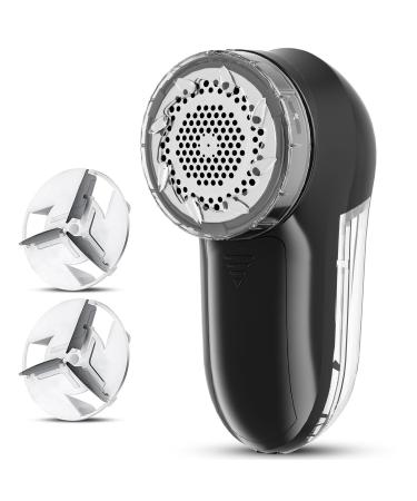 Fabric Lint Shaver - Fuzz Remover AC120V Electric Sweater Shaver (Battery Operated) Efficiently Faster by 80% - Clothes Fuzz Lint Balls Pills Bobbles Trimmer with 3 Shave Heights - JUEYINGBAILI Black