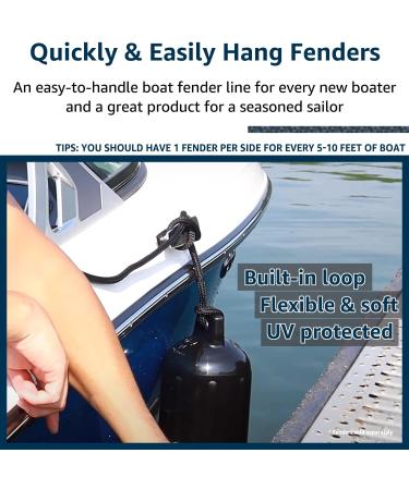 Premium 3/8 x 6' Boat Fender Lines 4 Pack - Double Braid Nylon Dock Lines for Boat Bumpers - J-FM TWNTHSD - 4 Pack - Buy Online on SooperMarket.com