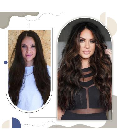Buy Laavoo 55cm Brown Ombre Tape-In Real Hair Extensions - 20pcs Remy Balayage #2/8/2 | Invisible 50g - Buy Online on SooperMarket.com