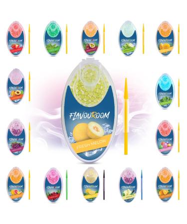 Flavoroom - Premium capsules 100 set |DIY PASSION FRUIT AROMA filter for unforgettable flavor |including storage box for the aromatic click balls (Fresh Melon)