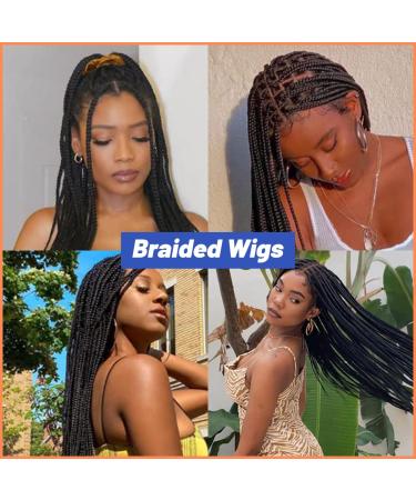 Bilisar Box Braid Wig for Black Women - 30 Inch Hand Braided Synthetic Lace Front Wig with Baby Hair - Lightweight Knotless Cornrow Braids in Natural Black (1B) - Buy Online on SooperMarket.com