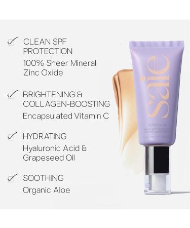 Saie Sunvisor SPF 35 - Broad Spectrum Mineral Sunscreen Moisturizer with Zinc Oxide Hyaluronic Acid & Vitamin C for Hydrating Radiant Skin - 1.35 fl oz - Buy Online on SooperMarket.com