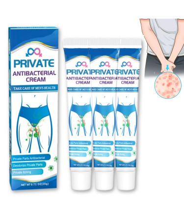 Private Antibacterial Cream 20g Fast Relieves The Itching Burning Cracking Feeling and Remove Smell External Use Itchy Body Cream for Men (3Pcs)