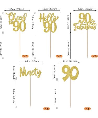 Rsstarxi 30 Pack 90th Birthday Cupcake Toppers Glitter Ninety Cheers to 90 Birthday Hello 90 Fabulous Cupcake Picks Decorations for Happy 90th Birthday Wedding Anniversary Party Cake Decors Gold Gold 90th - Buy Online on SooperMarket.com