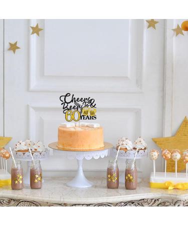 Cheers & Beers to 60 Years Cake Topper Gold&Black Glitter Happy 60th Birthday Cake Topper for Men Women Beer Sign Cake Decor Sixty Years Old Birthday/60th Anniversary Party Decoration - Buy Online on SooperMarket.com