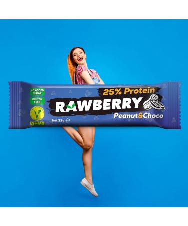 RAWBERRY Peanut & Chocolate Protein Bar | Vegan Gluten-Free No Added Sugar | 15x33g Nut Snack for Healthy Living - Buy Online on SooperMarket.com