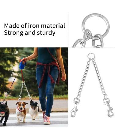 Tiesome Metal Double Dog Leash - 360 Rotation Chew-Proof Dual Leash for Dogs | Ideal for Walking & Training | Durable Two Dog Splitter (2.5mm x 40cm) - Buy Online on SooperMarket.com