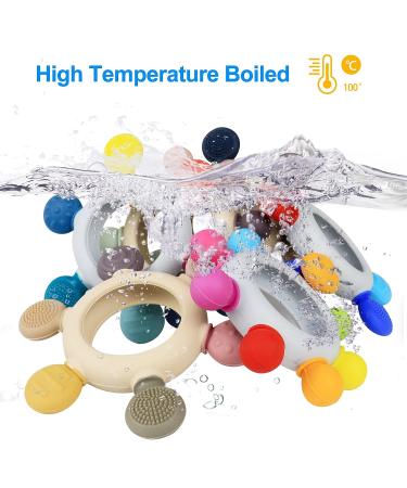 Arudyo Silicone Rudder Teether with Wooden Ring for Babies - BPA Free, Soothing Teething Toy (Khaki) - Buy Online on SooperMarket.com