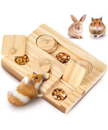OVERTANG Hamsters Foraging Toys 6 in 1 Rabbit Wooden Interactive Enrichment Toys Treat Dispenser for Small Animal Funny Toys for Guinea Pigs Rabbits Bunny Chinchillas Rats and Gerbils