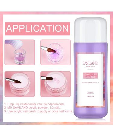 Saviland 8 OZ Professional Acrylic Liquid Monomer - Fast Setting, Non-Yellowing MMA Free Formula for Acrylic Nail Extensions - Buy Online on SooperMarket.com