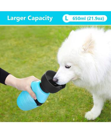 Pecute Dog Water Bottle (17oz/22oz) 2-in-1 Portable with Foldable Bowl | Leak-Proof Dispenser for Outdoor Walking, Hiking | Food-Grade Silicon, Blue - Buy Online on SooperMarket.com