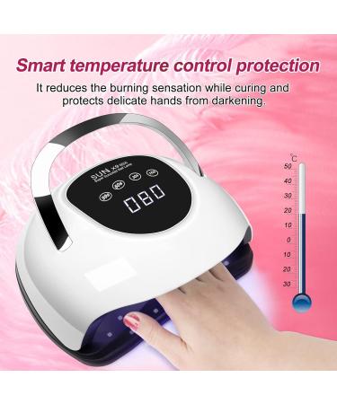 220W LED UV Nail Lamp for Gel Nails | Professional Faster Nail Dryer with 4 Timers | Touch Screen, Portable Handle | Cures Gel Nail Polish | White-Black - Buy Online on SooperMarket.com