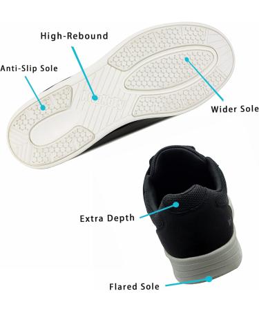 KWUKOTY Men's Diabetic Adjustable Sneakers - No Lace | Wide Sizes 7-12 | Plantar Fasciitis Relief | Black - Buy Online on SooperMarket.com