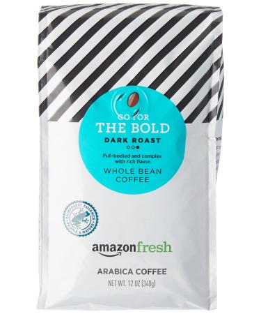 AmazonFresh Dark Roast Whole Bean Coffee, 12 Ounce