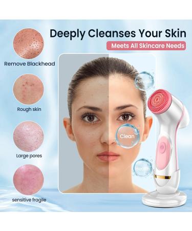 Facial Cleansing Brush Waterproof Deep Cleaning Exfoliation Rotating Spa Machine with 2 Speed Modes Electric Face Brush with 3 Replacement Brush Heads for Women (Pink)  - Buy Online on SooperMarket.com