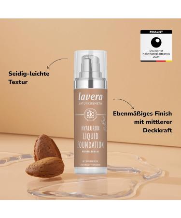 Lavera Hyaluron Liquid Foundation Natural Beige 05 - Vegan Natural Cosmetics - Silky Light Texture Mineral Oil Free with Hyaluronic Acid & Organic Almond Oil - 30ml - Buy Online on SooperMarket.com