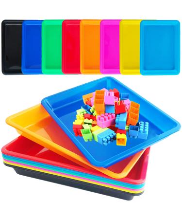 10 Pack Plastic Art Trays,8 Colors Activity Trays Sensory Tray,Sand Tray Serving Trays,Art Trays for Kids,Crafts Organizer,DIY Projects,Painting,Beads,Home,School
