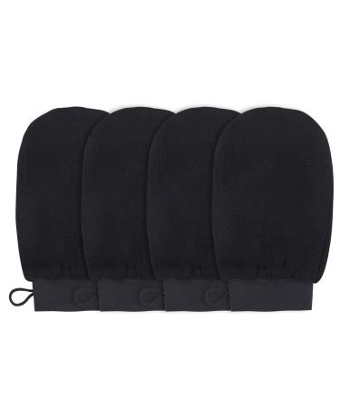 XINRUI Exfoliating Gloves 4 Pack Shower Scrub Gloves Deep Body Bath Mitt for Men Women Dead Skin Remover Body Scrubber Spa Brush Massage Soap Exfoliator (Black)