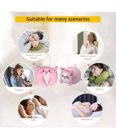 JOYRAVO 2-in-1 Travel Pillow for Kids - Adorable Pink Pig Plushie Converts to U-Shaped Neck Pillow for Ultimate Comfort on Airplane, Train, Bus Trips - Buy Online on SooperMarket.com