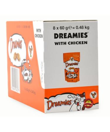 Dreamies Cat Treats Delicious Snacks with Chicken 8 Pouches (8 x 60 g)