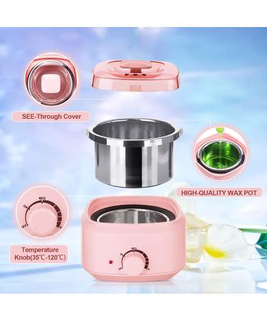 Waxing Kit with Hard Wax Beans - Adjustable Temperature for All Hair Types | Painless Hair Removal at Home for Eyebrow, Facial, Body, Bikini & Brazilian - Buy Online on SooperMarket.com