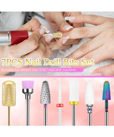Heymkgo 7-Piece Nail Cutter Attachments Kit | Electrical Nail Drill Bits for Acrylic & Gel Manicure | 3/32 Inch Conical Barrels & Cones | Pedicure Tools - Buy Online on SooperMarket.com