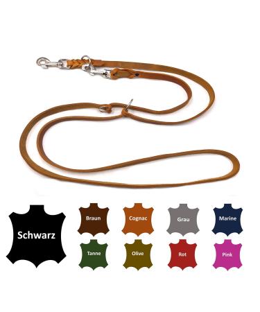 Dog liner Small dogs / large dogs 2m / 2.40m / 2.80m / 3.50m / 5m Double linen adjustable (2.80m x 15mm cognac) 2.80m x 15mm cognac